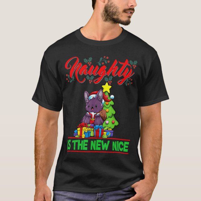 Camiseta Naughty Is The New Nice Christmas Santa Xmas T Shi (Anverso)