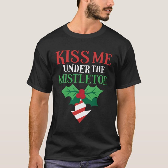 Camiseta Naughty Kiss Me Mistletoe Ugly (Anverso)