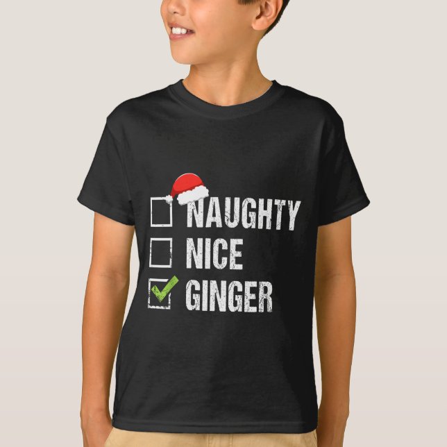 Camiseta Naughty Nice Ginger Redhead Santa Hat Irish Christ (Anverso)