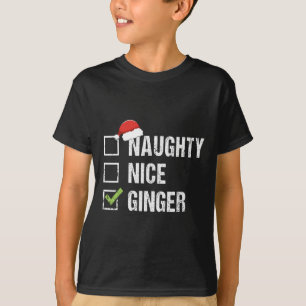 Camiseta Naughty Nice Ginger Redhead Santa Hat Irish Christ