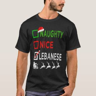 Camiseta Naughty Nice Lebanese Christmas Pajamas Santa Hat 