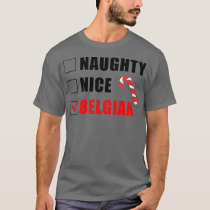 Camiseta Naughty Nice Navidades belgas de Candy Cane Santa
