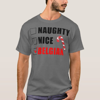 Camiseta Naughty Nice Navidades belgas de Candy Cane Santa