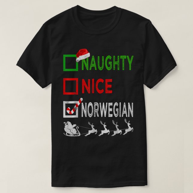 Camiseta Naughty Nice Norwegian Christmas Pajamas Funny San (Diseño del anverso)
