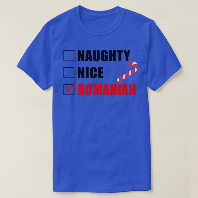 Camiseta Naughty Nice Ruanian Candy Cane Navidades Santa L (Diseño del anverso)