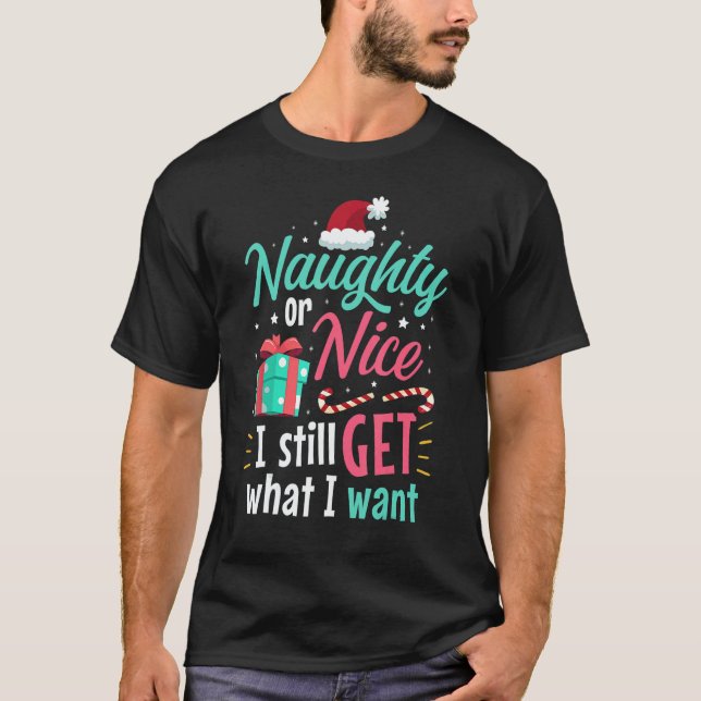 Camiseta Naughty Or Nice List Christmas Stocking Stuffer (Anverso)