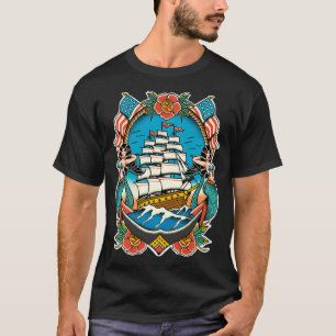 Camiseta Nauta barco Sirenita Anchor Americano Tradicional