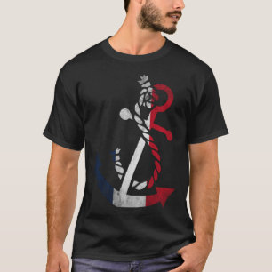 Camiseta Náutica ancla Bandera Francesa Océano Pescado