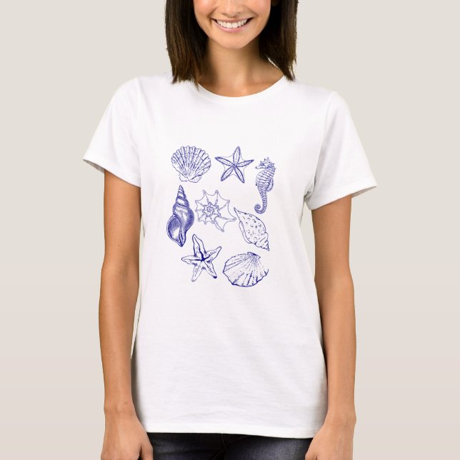 Camiseta náutica de conchas marinas - Océano de ar (Anverso)