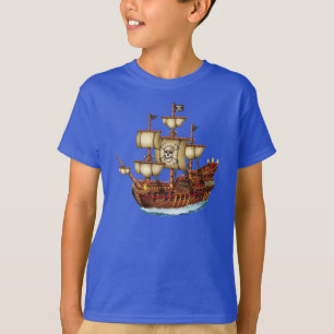 Camiseta náutica del barco pirata del niño