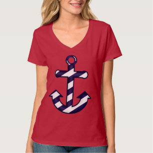 Camiseta náutica rayada azul y blanca del ancla