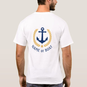 Camiseta Nautical Anchor Bote Name Gold Laurel Two-Side