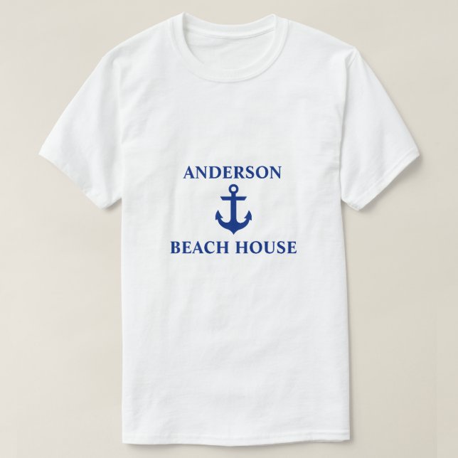 Camiseta Nautical Beach House Family Name Anchor (Diseño del anverso)