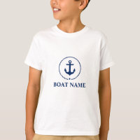 Nautical Blue Anchor Boat Name the T-Shirt White