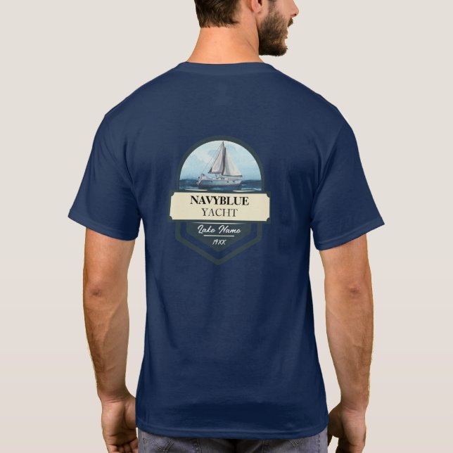 Camiseta Nautical Blue Anchor velero club náutico (Reverso)