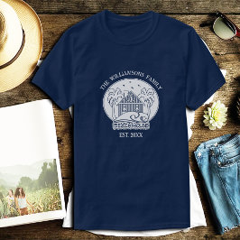 Camiseta Nautical Blue Beach House White Family Name Anchor
