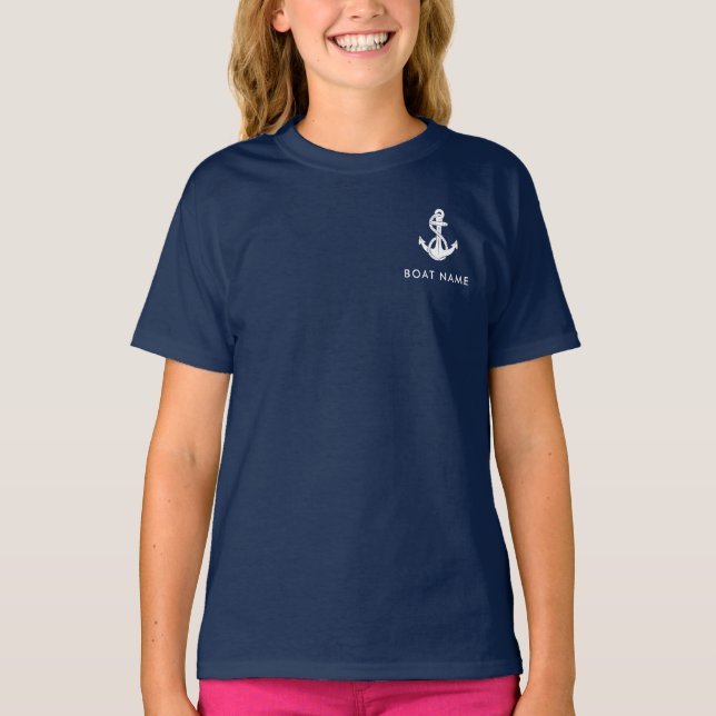 Camiseta Nautical Boat Anchor and Name Crew Custom (Anverso)