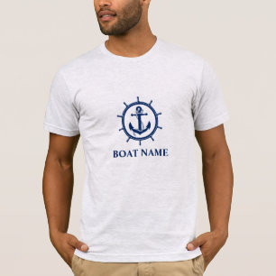 Camiseta Nautical Boat Name Anchor Rope Wheel Gris