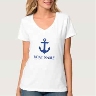Camiseta Nautical Bote Nombre Anchor Blanco V-Cuello