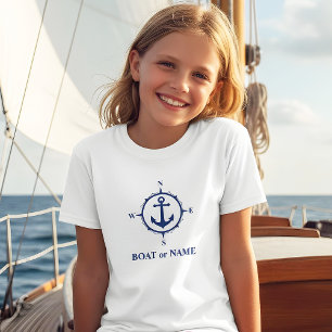 Camiseta Nautical Compass Anchor Your Bote o Name White
