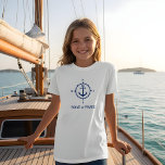 Camiseta Nautical Compass Anchor Your Bote o Name White<br><div class="desc">Una brújula náutica y un ancla con su nombre o nombre de barco en una camiseta blanca de Chicas.</div>
