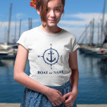Camiseta Nautical Compass Anchor Your Bote o Name White<br><div class="desc">Una brújula náutica y un ancla con su nombre o nombre de barco en una camiseta blanca de Chicas.</div>