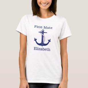 Camiseta Nautical First Mate Blue Anchor Personalizado