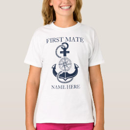 Camiseta Nautical First Mate Bot Name Blue Anchor