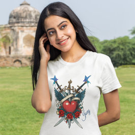 Camiseta Nautical Floral Rojo Corazón Azul