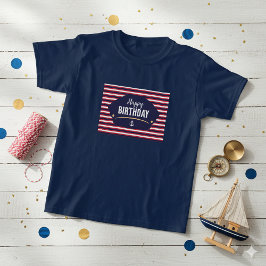 Camiseta Nautical Happy Birthday Kids T-Shirt – Navy & Red 