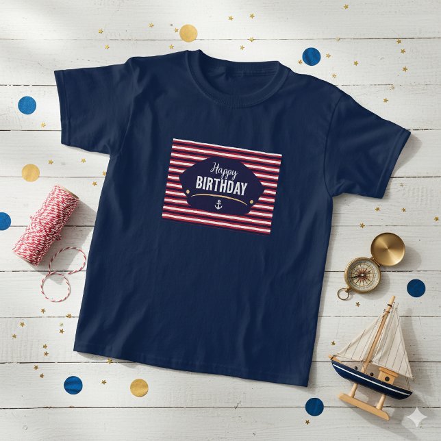 Camiseta Nautical Happy Birthday Kids T-Shirt – Navy & Red  (Subido por el creador)