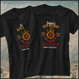 Camiseta Nautical Orange & Black 30th Birthday Cruise Crew