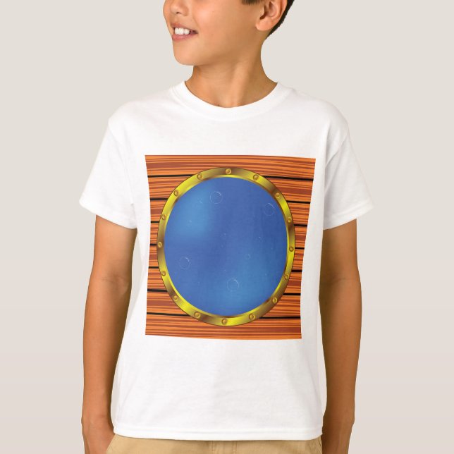 Camiseta Nautical Ship Porthole Window with Blue Water (Anverso)