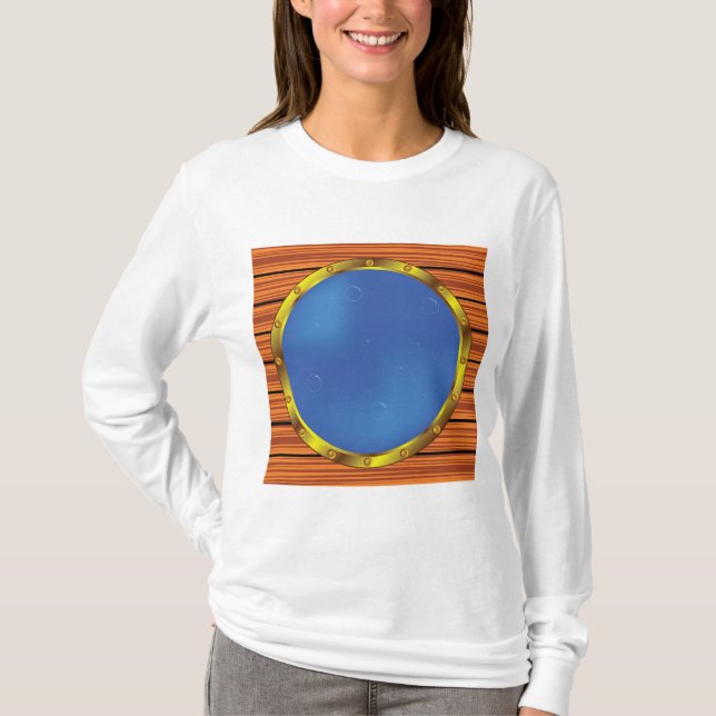 Camiseta Nautical Ship Porthole Window with Blue Water (Anverso)