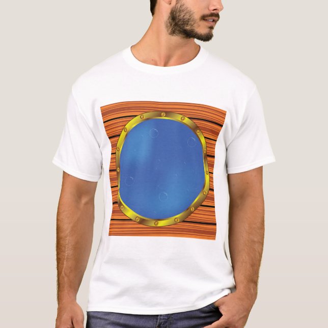 Camiseta Nautical Ship Porthole Window with Blue Water (Anverso)