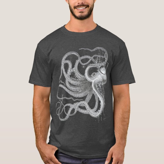 Camiseta Nautical steampunk gran pulpo Kraken vintage (Anverso)