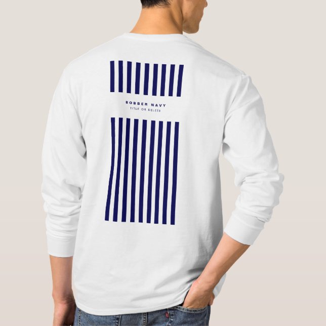Camiseta Nautical Stripe Navy Blue Trendy Stylish 9 Stripes (Reverso)