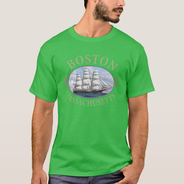 Camiseta Nautical Tall Ship de Boston Massachusetts (Anverso)
