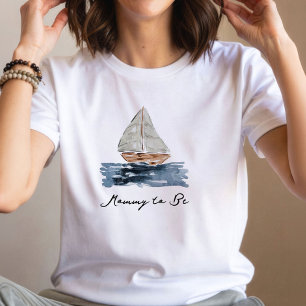 Camiseta Nautical Watercolor Sailboat Mommy-to-Be