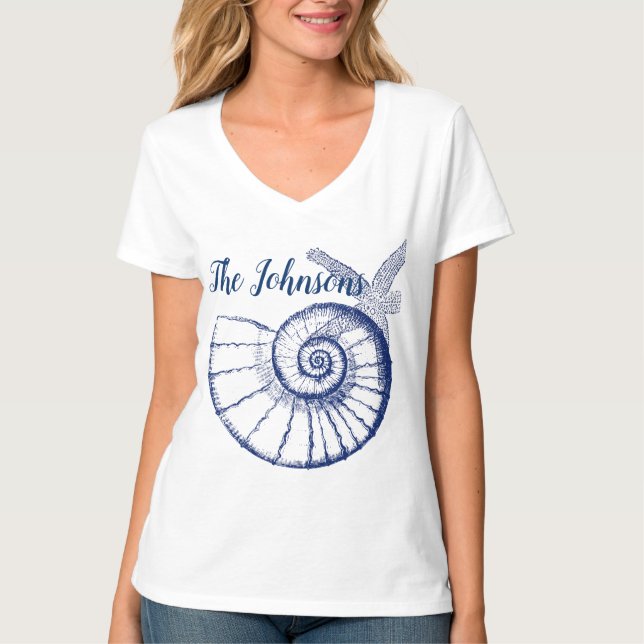 Camiseta Nautilus Seashell & Starfish Marine Life Personali (Anverso)