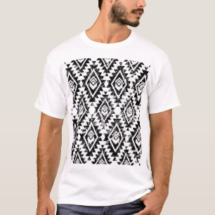Camiseta Navajo tribal: geométrico blanco negro.