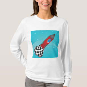 Camiseta Nave Cohete Roja Retro en el Espacio Galáctico
