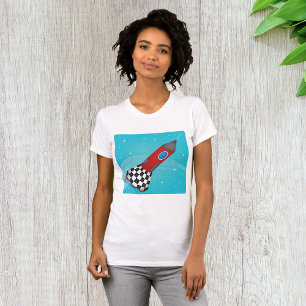 Camiseta Nave Cohete Roja Retro en el Espacio Galáctico
