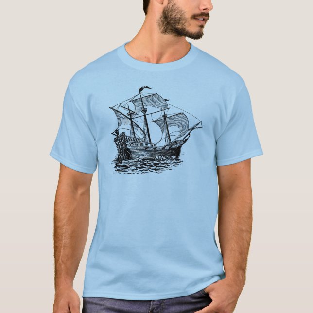 Camiseta Nave de Galleon del vintage (Anverso)