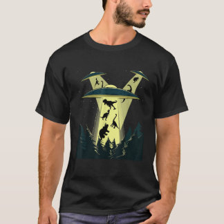 Camiseta Nave espacial de secuestro alienígena Dinosaurios