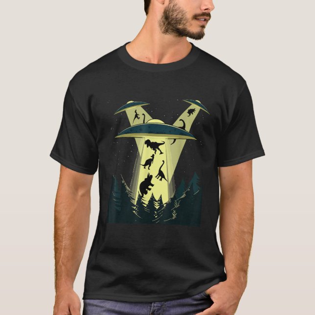 Camiseta Nave espacial de secuestro alienígena Dinosaurios  (Anverso)