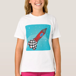 Camiseta Nave Espacial Retro Roja en el Espacio Galáctico