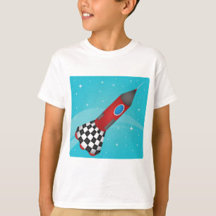 Camiseta Nave Espacial Retro Roja en el Espacio Galáctico
