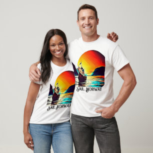 Camiseta Navega por Noruega con barco vikingo