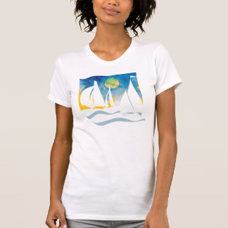 Camiseta Navegación de la silueta en el mar